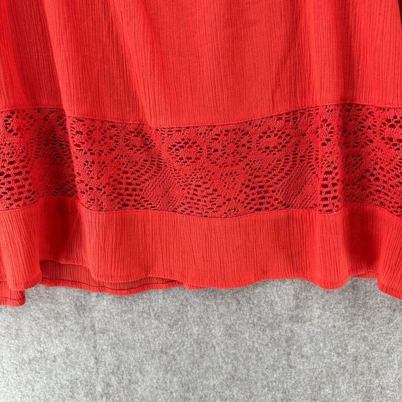 NWT Hot in Hollywood Blouse Plus 3X Gauze Orange Boho Flowy‎ Off Shoulder Top - Picture 5 of 12